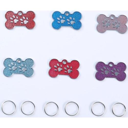 Dog Tags Engraved Puppy Pet ID Name Dog Collar Tag Cat Pendant Bone&Paw Glitter Pet Accessories