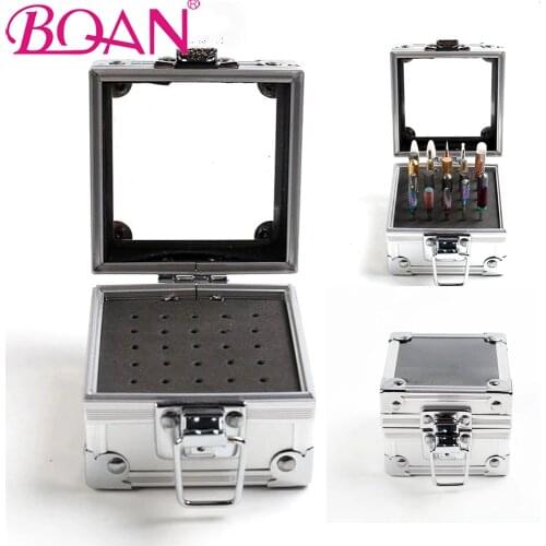 BQAN 1Box Silver Aluminum Nail Drill Bits Container Nail Art Grinding Head Bit Holder Displaying Storage Box Stand Display Rack