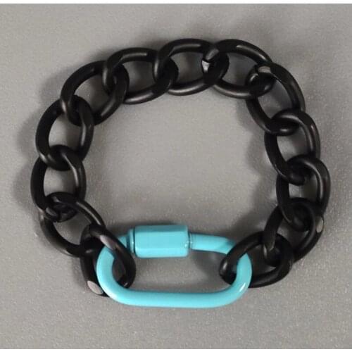 Fashion black hip-hop bracelet thick chain color stainless steel buckle jewelry for women and punk charm bracelet accessory gift