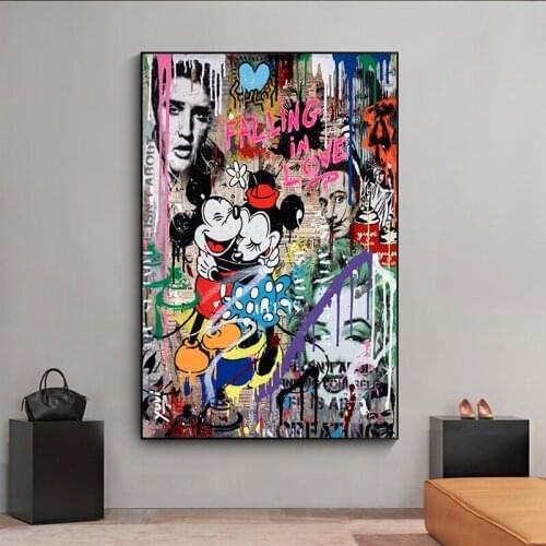 Disney Mickey Mouse Graffiti Wall Artwork Decorates Posters on The Wall and Prints of Modern Home Living Room Decoration