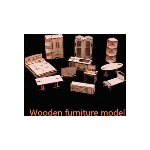 Indoor model material woodiness furniture of Chinese style model DIY handmade 1:30 model assembled cabinet furniture