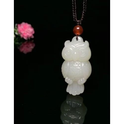 H50#Exquisite Hetian Jade Carving (Yingming Shenwu Lucky Bird) Pendant