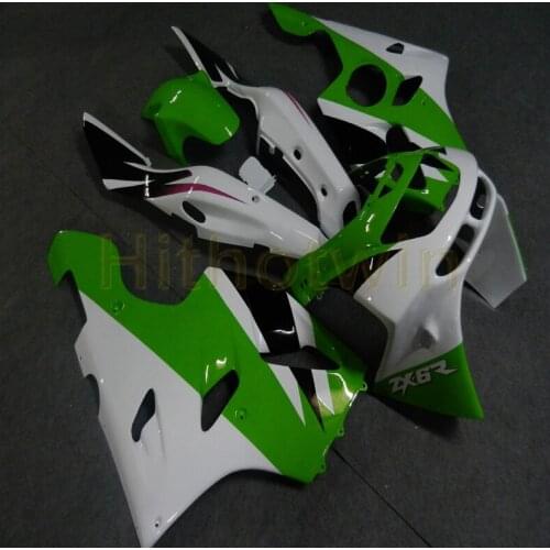 Custom motorcycle cowl for ZX6R 1994 1995 1996 1997 ZX 6R motorcycle fairings+Screws+green white