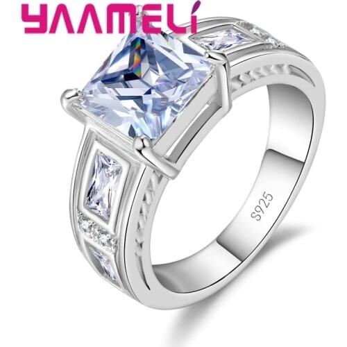 Quartz Crystal Shaped Crystal 925 Sterling Silver Ring Retro Classic Shape White/Red/Blue/Green/Purple For Women Wedding