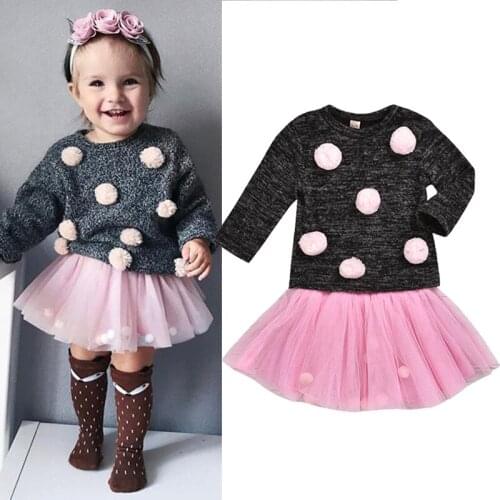 New Autumn Kids Girls Clothes Set Winter Warm 2020 Cotton Long-sleeved Shirt Tops+Mesh Skirt 2pcs Baby Girls Clothing Sets 1-6Y