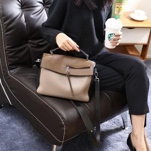 Leather Bag Womens Bag New 2021 Fashion Handbag Net Red Shoulder Bag Large Capacity Messenger Bag Tide Color Matching Bag