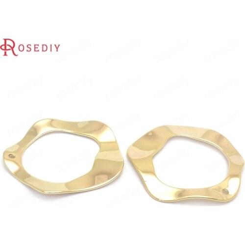 37717)6PCS 35MM 24K Gold Color Brass Irregular Circle Charms Pendants Jewelry Making Supplies Diy Findings Accessories