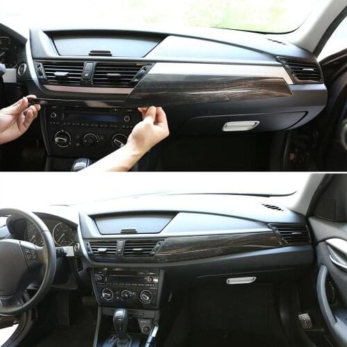 Black Wood Grain ABS Plastic Stickers Center Console Decoration Panel Trim for BMW Old X1 E84 2011-2015 LHD Vehicles Accessories