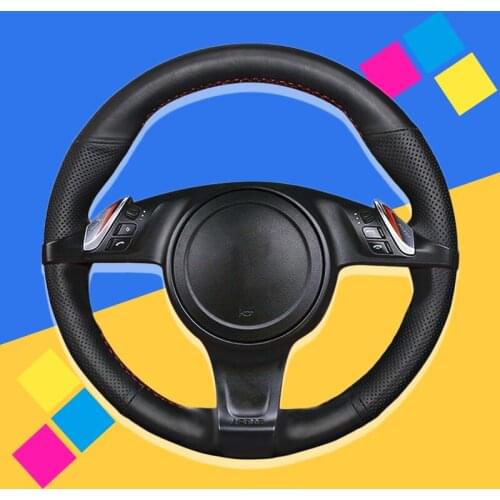 Auto Braid On The Steering Wheel Cover for Porsche Cayenne Panamera 2010 2011 Interior DIY Car Braiding Wheel Covers Car-styling