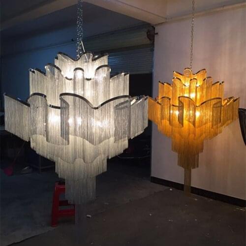 Aluminum Chain Tassel Pendant Lights Wave Shape Led Hanging Lamp for Home Decor Living Room Indoor Decoration Kitchen Accesories