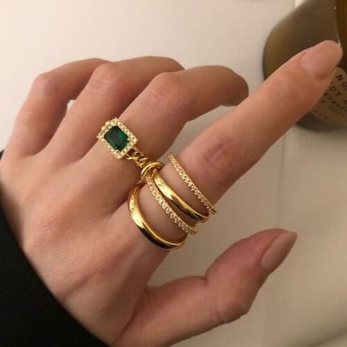 Luxury Brand Design Combination Rings For Women Fashion Jewelry Cool Personality 4 Pieces Female Finger Ring Jewellery Gift