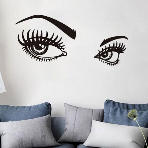 Modern Beauty Eyes Brow Eyelash Wall Stickers Art Design Home Decoration Wall Decals for Window Glass Sticker Home Decor PVC