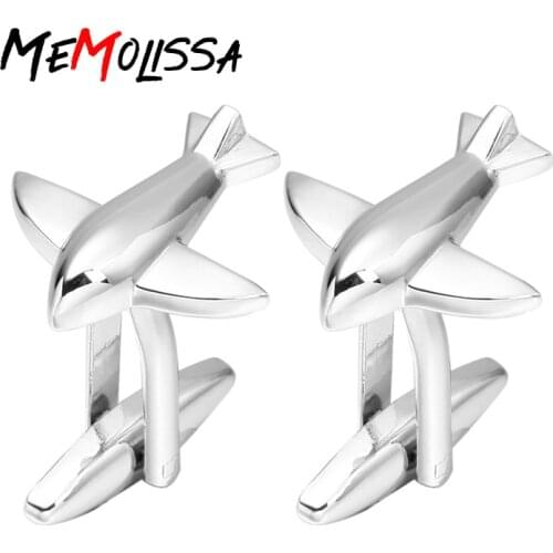 MeMolissa Jewelry Silver Aircraft Design Cufflinks for Mens High quality Brand Novelty Fashion Cuff bottons 2018 Hot Sale