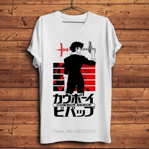 JAPAN Anime Cowboy Bebop Spike Funny T Shirt Men New White Casual Tshirt Homme Manga Unisex Streetwear T-shirt