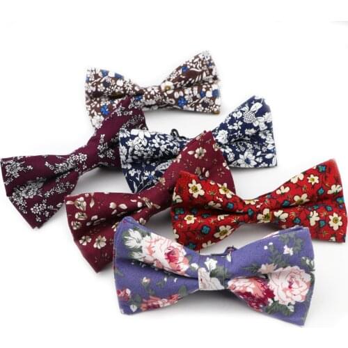 Floral Cotton Bowtie Wedding Gentlemen Business Bow Tie Butterfly Flower Neck Ties Women Skinny Gravatas Cravat For Men
