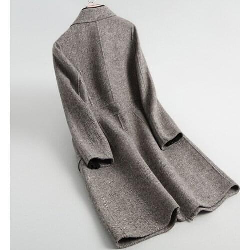 Coat Female Long Wool Wolen Jacket Spring Autumn Coats and Jackets Women Korean Fashion Clothes Casaco Feminino KQN49082-2