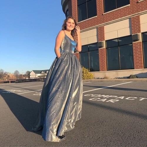 Womens Spaghetti A Line Split Long Backless Prom Evening Dress For Party Wedding Glittery Sequin Formal Ball Gowns Plus Size
