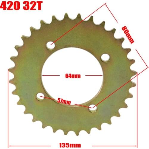 32 Teeth Motorcycle scooter chain drive gear 420 Small sprocket 32T sprockets Good Quality Brand New