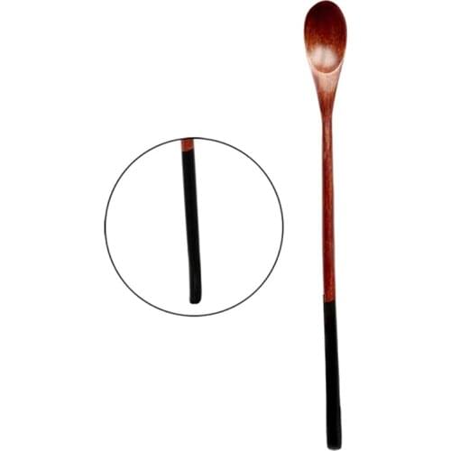 1PC Wood Spoon Long Handled Honey Coffee Tea Spoon Kids Rice Dessert Spoon Wooden Spoon Teaspoon Tableware Natural
