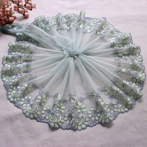 10Meters Handmade DIY Clothing Accessories Wedding Green Floral Mesh Net Embroidery Fabrics Curtains Sofa Sewing Lace Trim