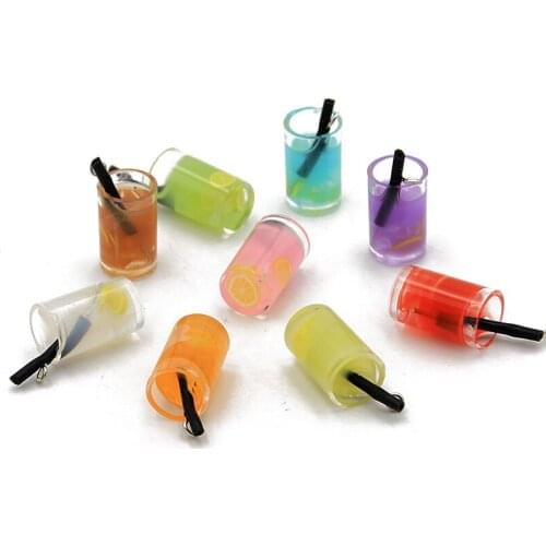 10 pieces of 9color 18 * 11mm lemon fruit tea cup pendant box resin DIY jewelry craft Earrings key chain accessories