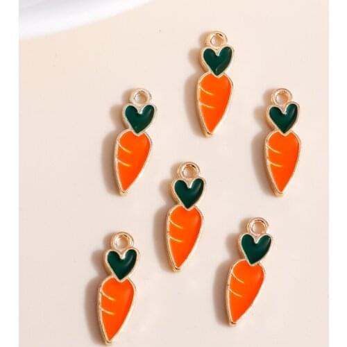 10pcs/lot 5*16mm Mini Carrot Charms for Earrings Pendants Necklaces Making Cartoon Enamel Heart Charms DIY Jewelry Accessories