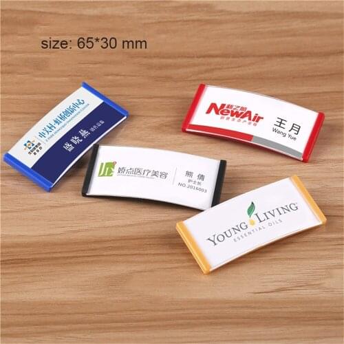 10pcs ABS Magnetic Name Tag Badge 65*30mm Magnet Card ID Holders Work Employee Card