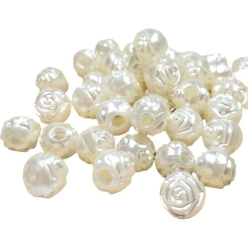 100PCS 10MM High Quality ABS Rose Loose Beads Milkwhite Color Jewelry DIY Accessories