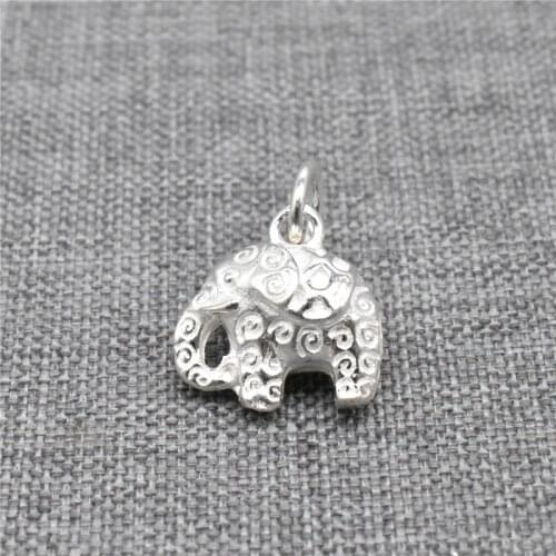 2pcs of 925 Sterling Silver Spiral Elephant Charms 3D for Bracelet Necklace