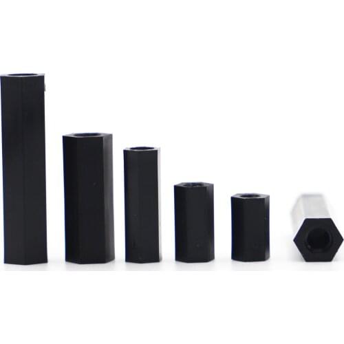 20/50pcs M2 M2.5 M3 M4 Female to Female Black Spacing Screws Hex Nylon Standoff Spacer Column Double Pass