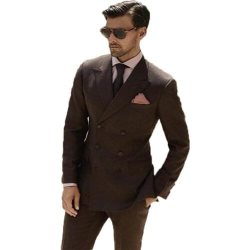 2020 Newest Tweed Men Suits For Wedding Custome Made Dinner Suits Business Suit Evening Dress Groom Wear Two Piece(Jacket+Pants)