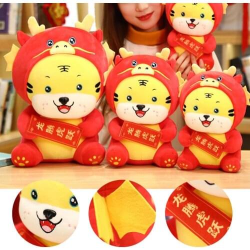 2022 Plush Toy Children Mascot Tiger Stuffed Toy Chinese Tang Clothing Plush Pillows Doll New Year Gift for Boys Girls