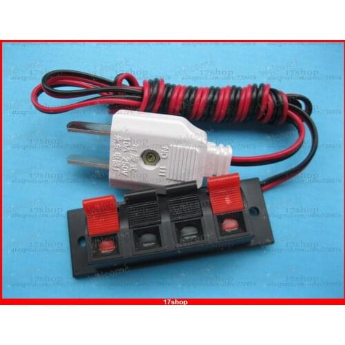 3 pcs 4 Pin Speaker Terminal Board Spring Loaded W/ US Adapter Plug 1.5m Cable