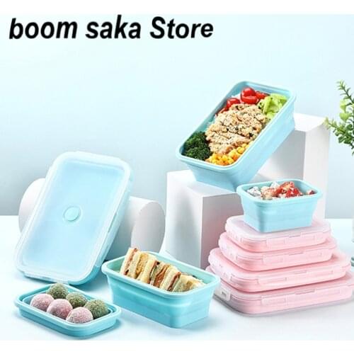 3pcs Food Container Lunchbox refrigerator Food Storage Containers With Lids Silicone Collapsiblee Portable Bowl Fruit Salad Box