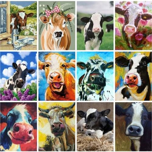 5D DIY Diamond Painting Animal Cow Kit Full Diamond Square Embroidery Mosaic Art Painting Rhinestone Home Decor Gift