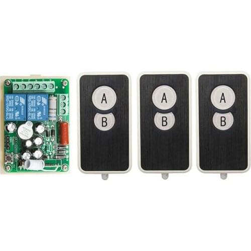 AC220V 2CH Wireless Remote Control Switch System 1*Receiver + 3*Ultra -thin acrylic Transmitters for Appliances Gate Garage Door