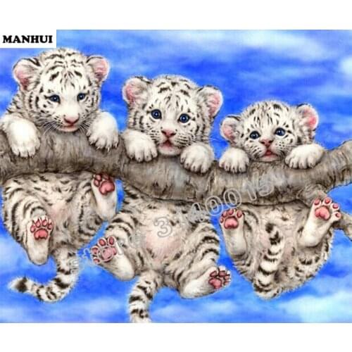NEW Diy daimond painting resin mosaic diamond painting full square drill diamond 3d cross stitch embroidery Three Tigers BFC011