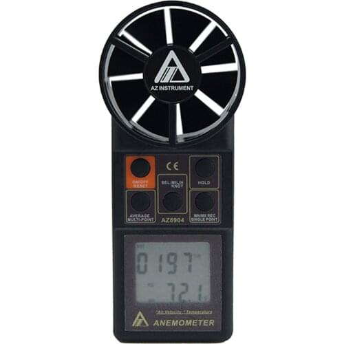 AZ8904 Handheld Fan Air Flow Meter Temperature Anemometer Air Velocity Tester wind speed meter