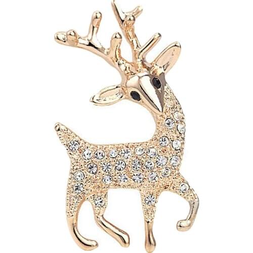 Rhinestone Deer Brooch for Women Girl Christmas Brooch Pin Luxury Coat Dress Reindeer Elk Crystal Brooch Christmas Gift Jewelry