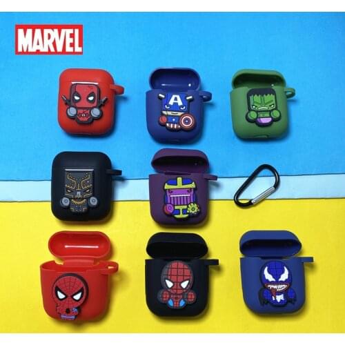 Cartoon Marvel Earphone Case For Apple Airpods 1 2 Soft Wireless Bluetooth Headphone Case Cover With Hook For Airpods 1/2