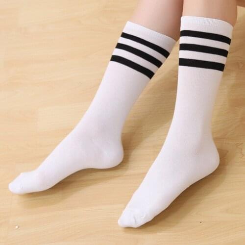 ZOCBBT 37CM Long Women Men Striped Stockings Japan Style Sexy Cotton Girl Fashion Cosplay School White Stocking Cotton Solid