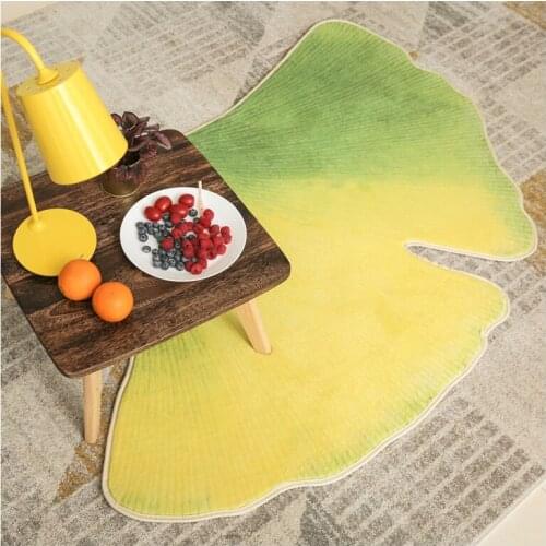 Home Creative Leaves Skin-friendly Ground Mat Living Room Bedroom Gingko Leaf Floor Mats Kitchen Non Slip Door Mat Tatami Rug