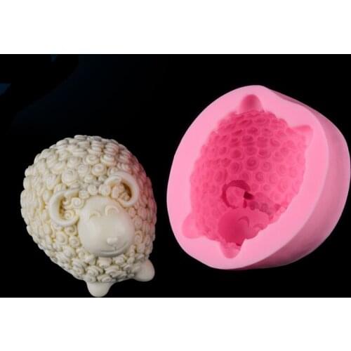 FILBAKE Silicone Curly Hair Plush Sheep Mold Soap Mold Fondant Cake Molds Chocolate Mould for Baking Cake Decorating