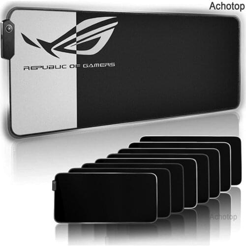 ROG Anime Gaming Mousepad RGB Pad Large Gamer Mouse Pad Rubber LED Computer Carpet Desk Mat Keyboard Mat XXL With Backlight Pads