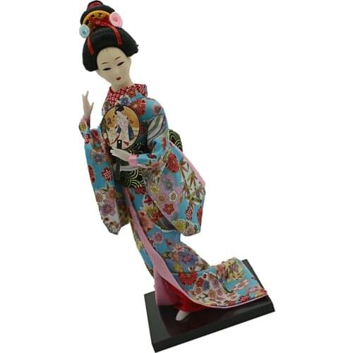 12inch Japanese Geisha Lady Doll with Colorful Floral Kimono Ornament Adult Collectible