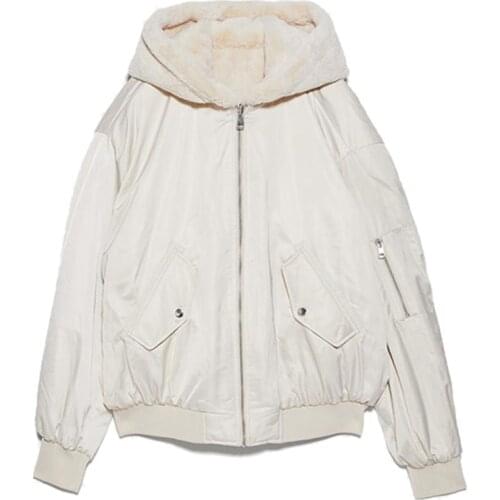 2021 Winter Womens Jacket Coat Stylish Zipper Pocket Solid Fleece Plus Hooded Casual Outerwear Overcoat Chic Outfit