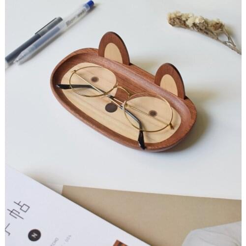 Glasses Tray Little Fox Storage Tray Solid Wooden Creative Gift Desktop Decorations Display Debris Sorting Tray