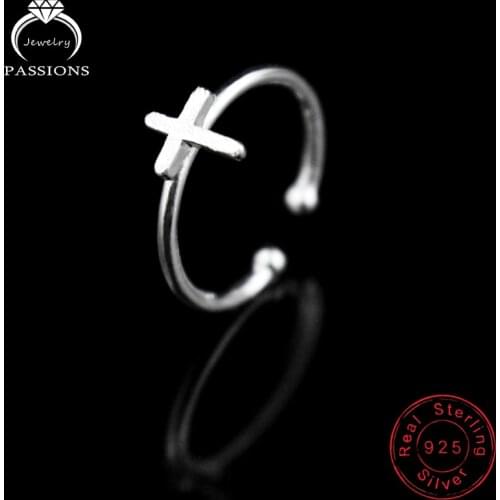 LYNNE Jewelry 925 Sterling Silver Simple Personality Cross Rings Street Ethnic Style Hot Sale Adjustable Ring Women Fashion Gift