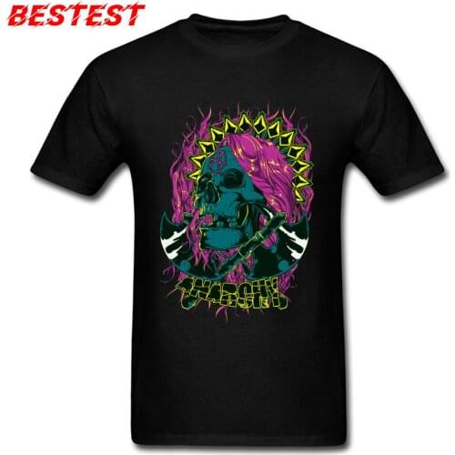 Ax Skull T-shirt Men Heretic Witch T Shirt Funky Halloween Streetwear Cool Black Tops O Neck Tees Cotton Clothes Crazy Students