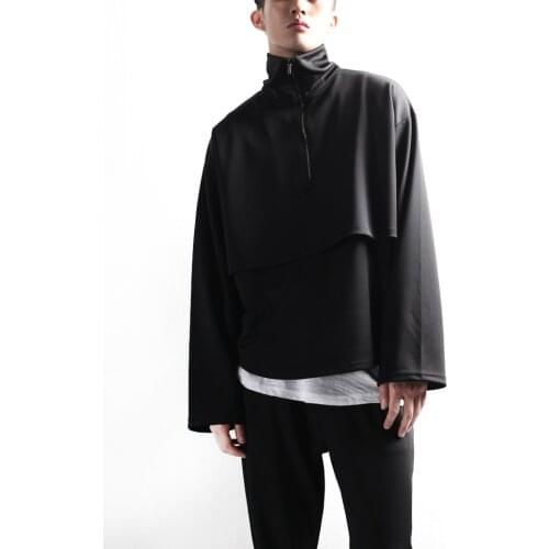 Mens sweater fashion mens leisure training Sweatshirt high collar long sleeve personality loose Size Top